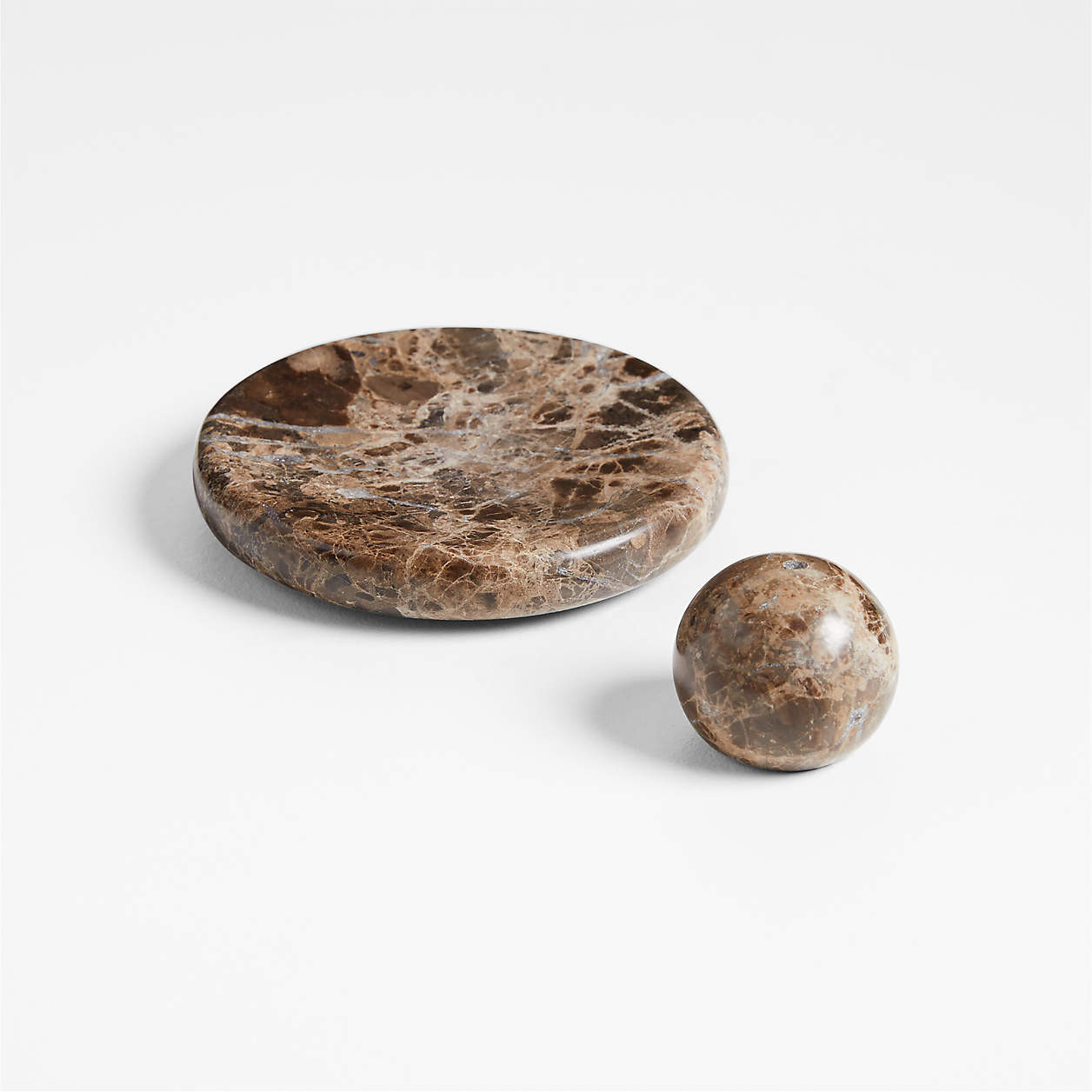 Brown Marble Round Sphere Incense Holder | Crate & Barrel | Crate & Barrel