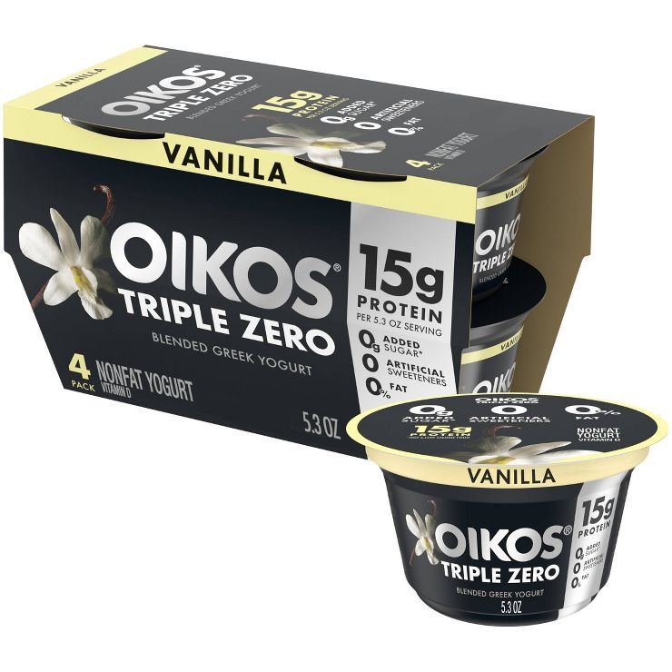 Oikos Triple Zero Vanilla Greek Yogurt - 4ct/5.3oz Cups | Target
