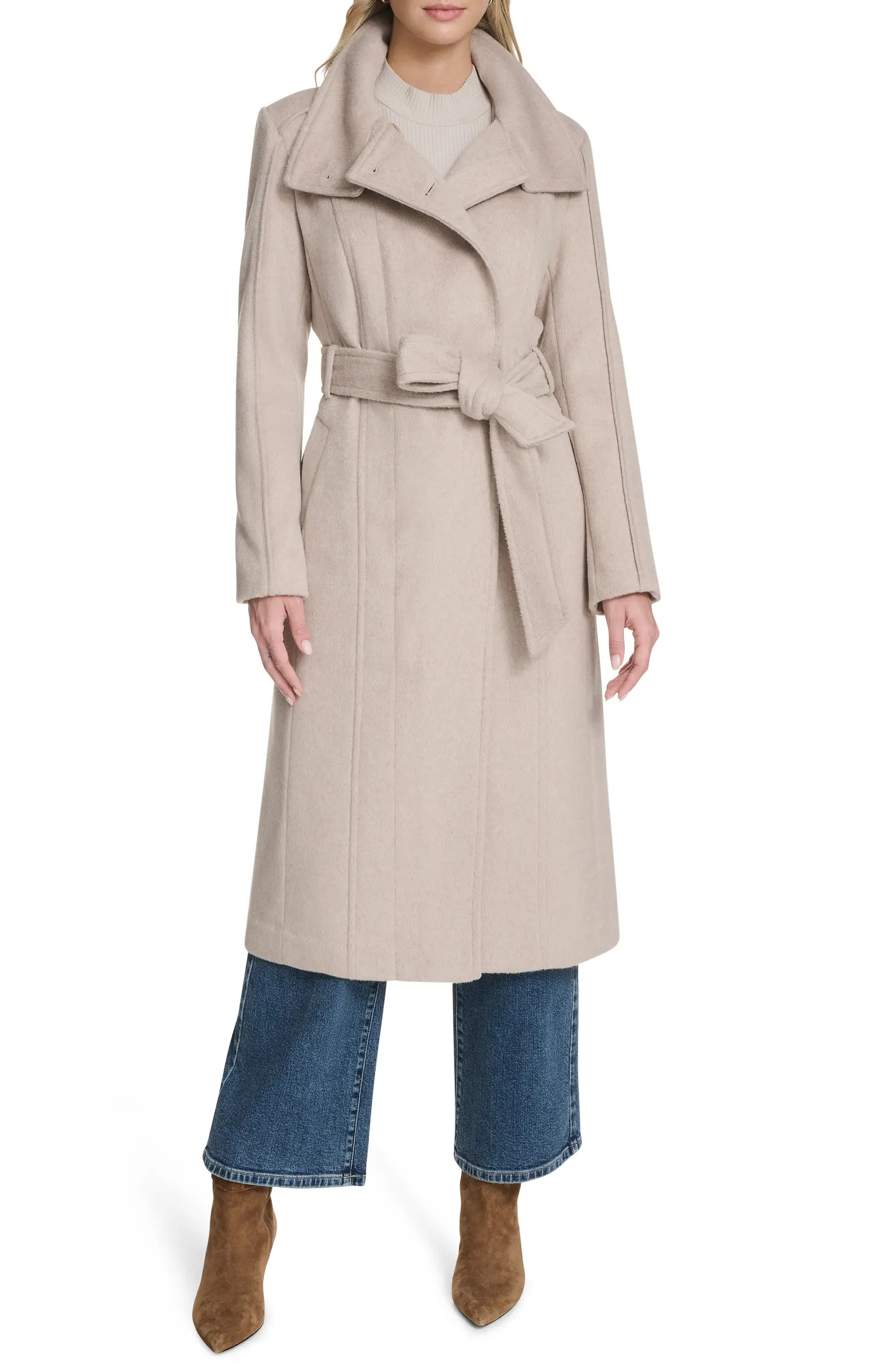 Slick Asymmetric Zip Wool Blend Coat | Nordstrom