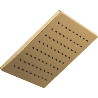 1-Spray 11.8 in. Single Wall Mount Square Fixed Rain Shower Head in Champagne Bronze | The Home Depot
