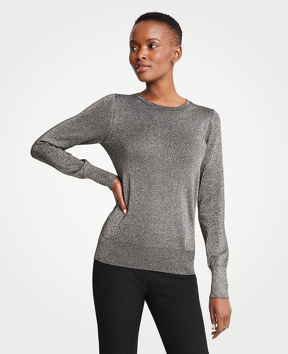 Shimmer Crew Neck Sweater | Ann Taylor (US)