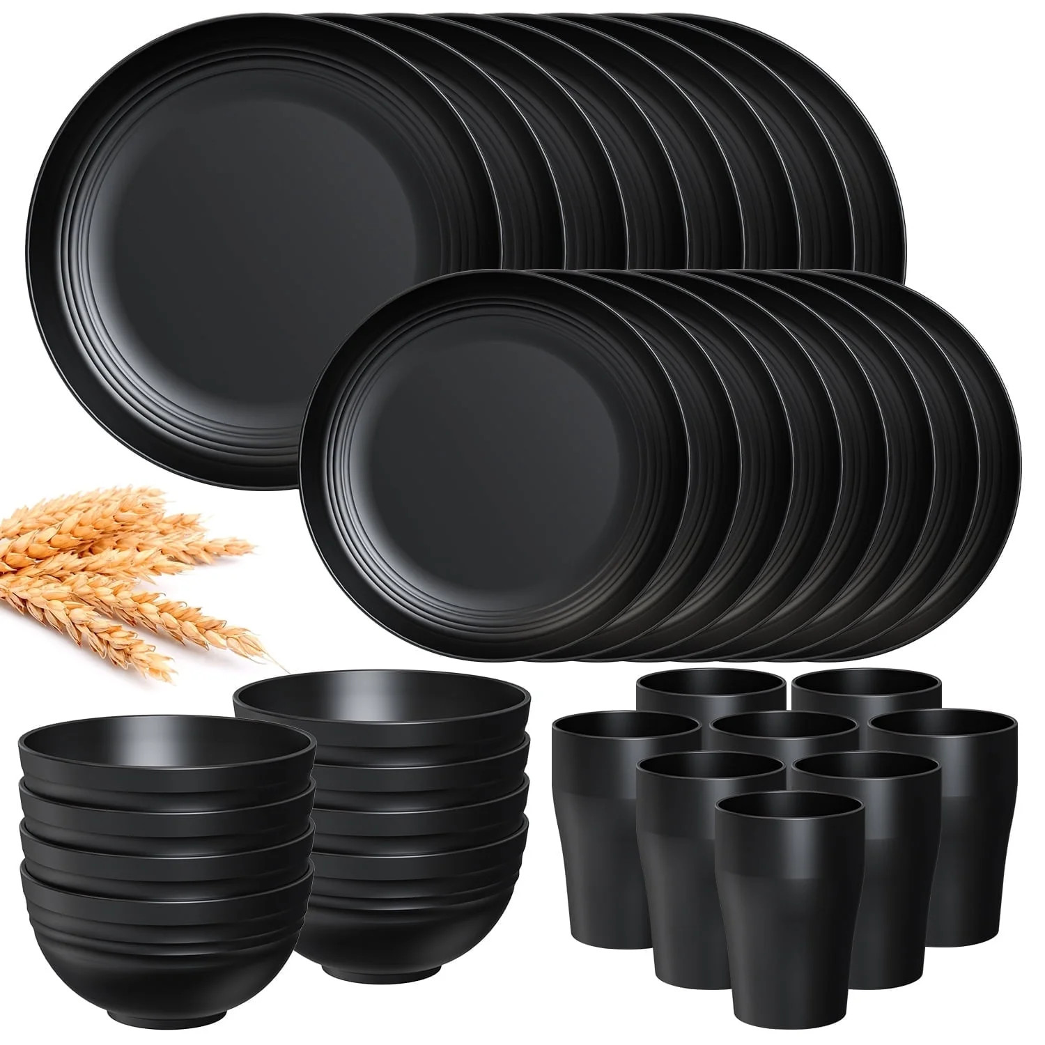 TINANA Wheat Straw Dinnerware Sets, Service for 8, 32 PCS Unbreakable Dinnerware,Microwave Dishwa... | Walmart (US)