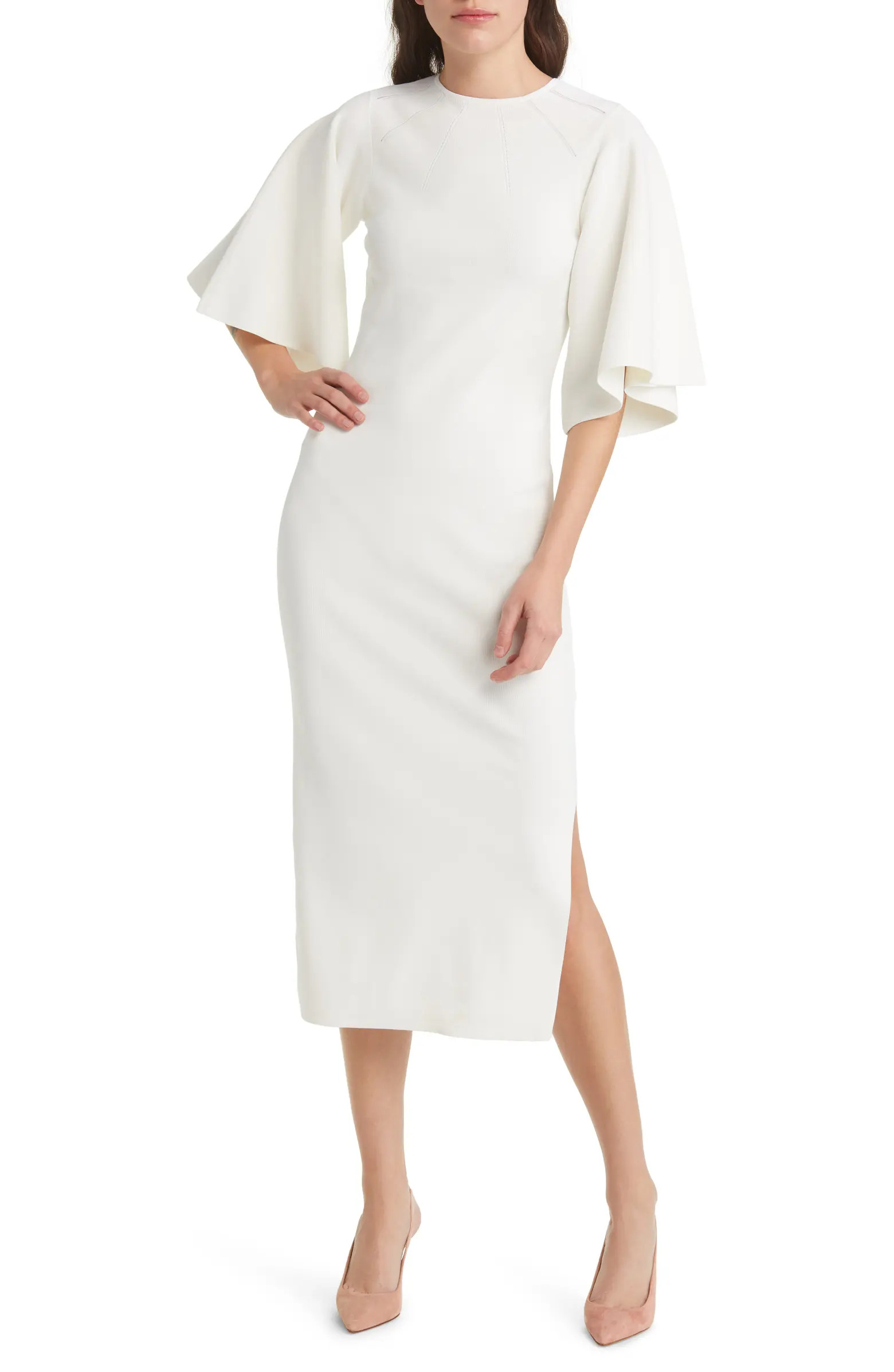 Lounia Fluted Sleeve Body-Con Sweater Dress | Nordstrom