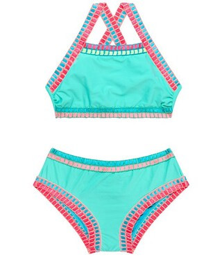 Beach Lingo Big Girls 7-16 X-Back Crosses Embroidered Binding Two-Piece Swimwear | Dillard's | Dillard's