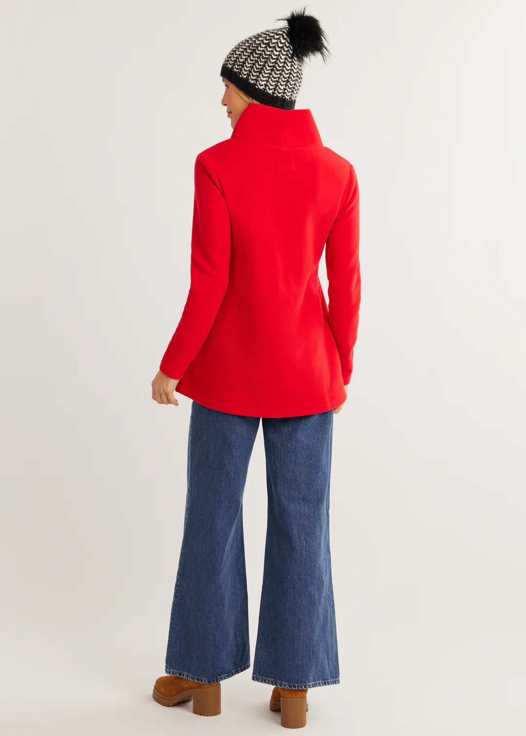Cobble Hill Turtleneck in Vello Fleece (Red) | Dudley Stephens