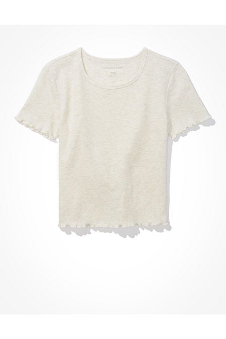 AE Lettuce Edge Baby Tee Women's Heather Frost XXS | American Eagle Outfitters (US & CA)