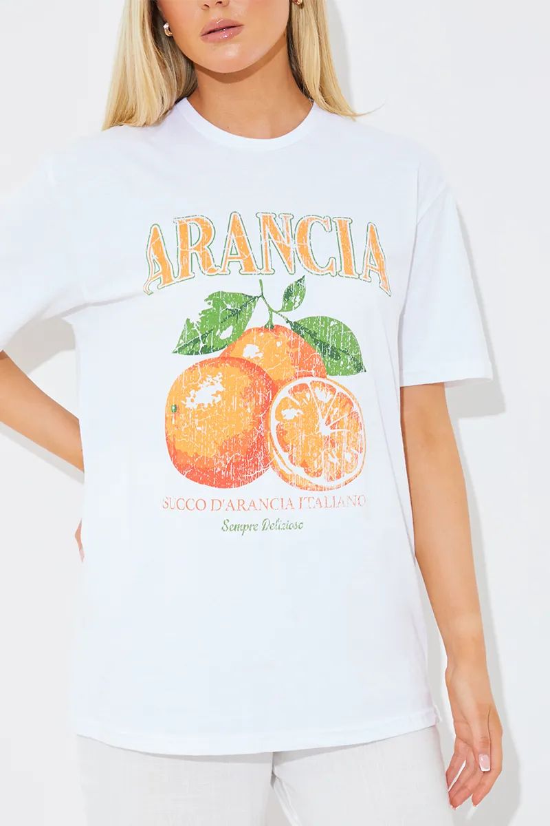 'Arancia' Fruit Graphic T-Shirt | In The Style