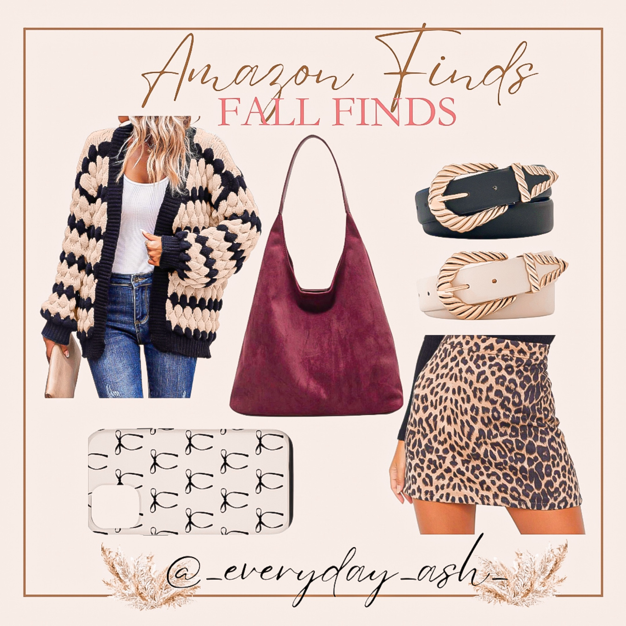 Amazon fall finds 

Chunky sweater, black and white sweater, maroon suede purse, belt, cell phone cover, iPhone case, leopard skirt, Amazon fashion, Amazon finds 

#LTKItBag #LTKStyleTip #LTKFindsUnder50