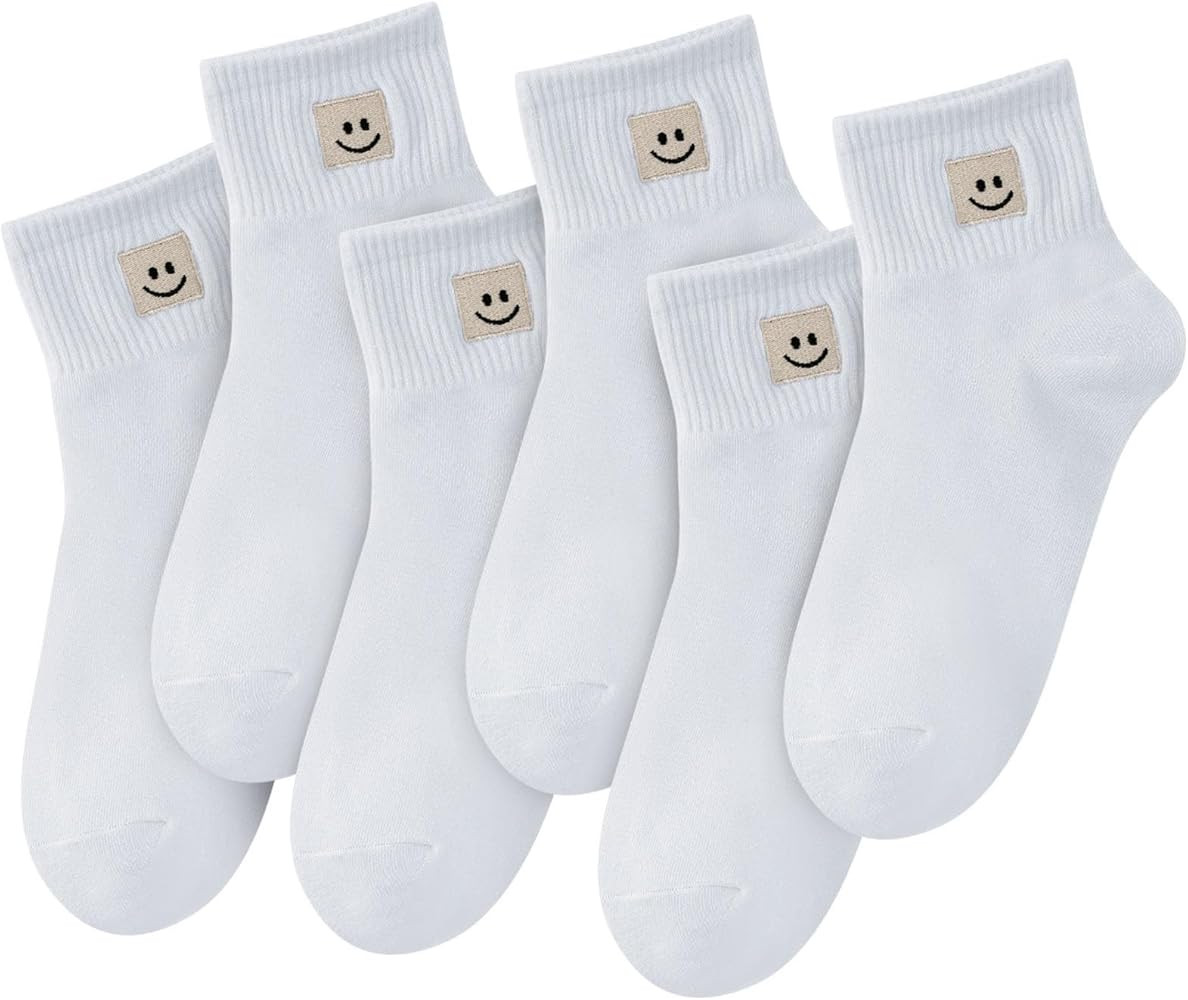 Women Ankle Socks Cute: 6/10 Pairs Funny Smile Face Gifts Socks - Cotton Sock for Low Cut Shoes | Amazon (US)