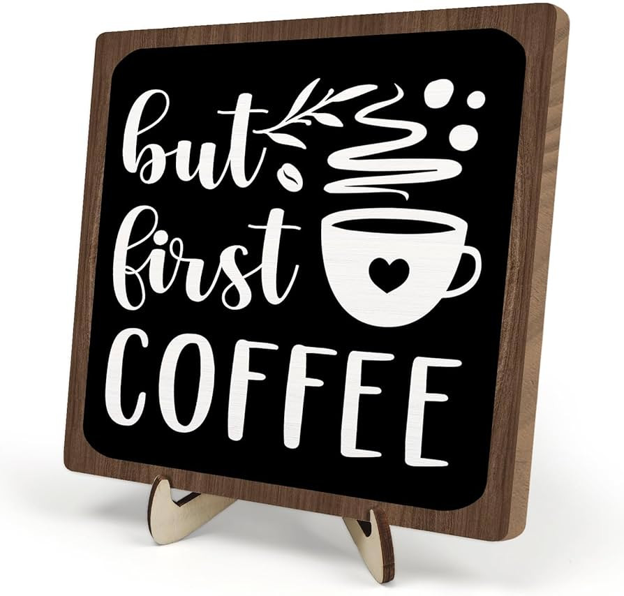 Vintage Coffee Bar Wooden Plaque Desk Sign, Farmhouse Wood Plaque Tabletop Decor for Cafe Bar Kit... | Amazon (US)