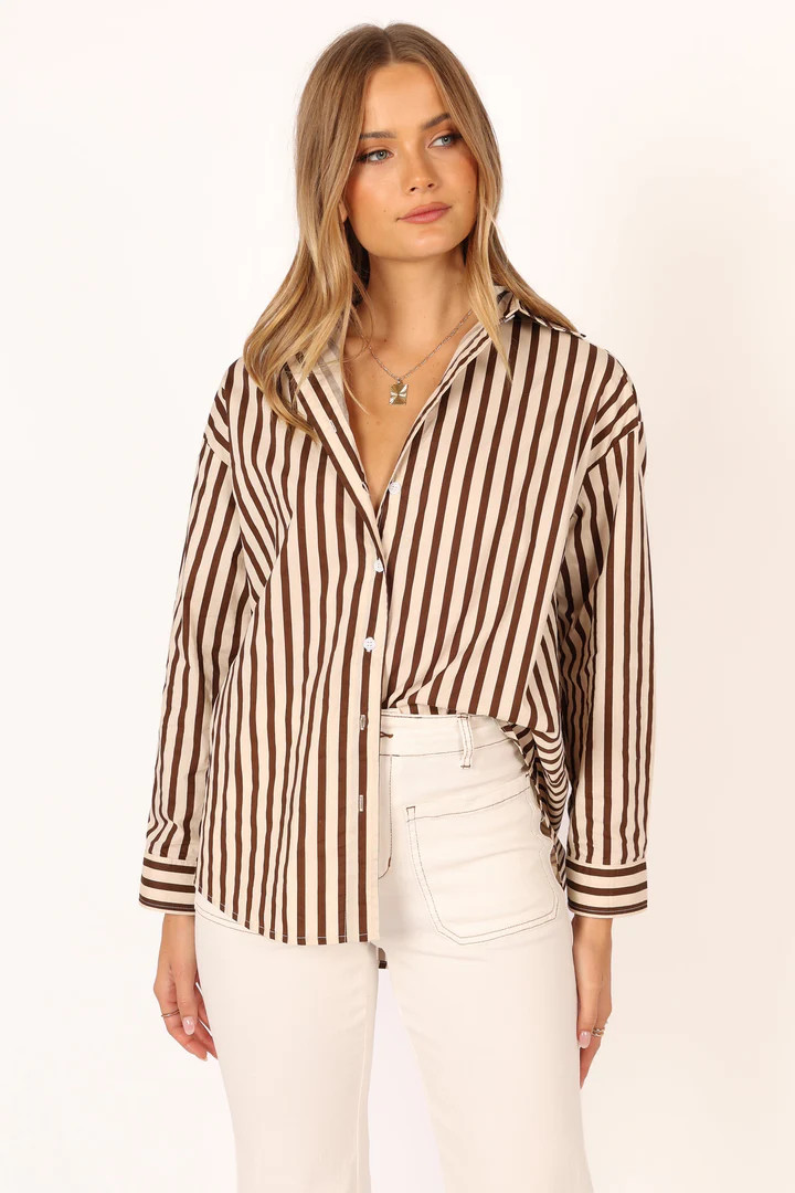 Soula Stripe Shirt - Chocolate | Petal & Pup (US)