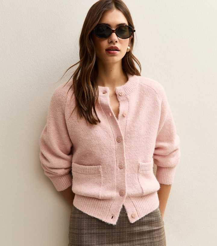 Light Pink Double Pocket Textured Knit Cardigan | New Look | New Look (UK)