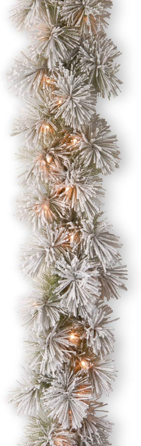 National Tree Company Pre-Lit Artificial Christmas Garland, Green, Glittery Bristle Pine, White L... | Amazon (US)