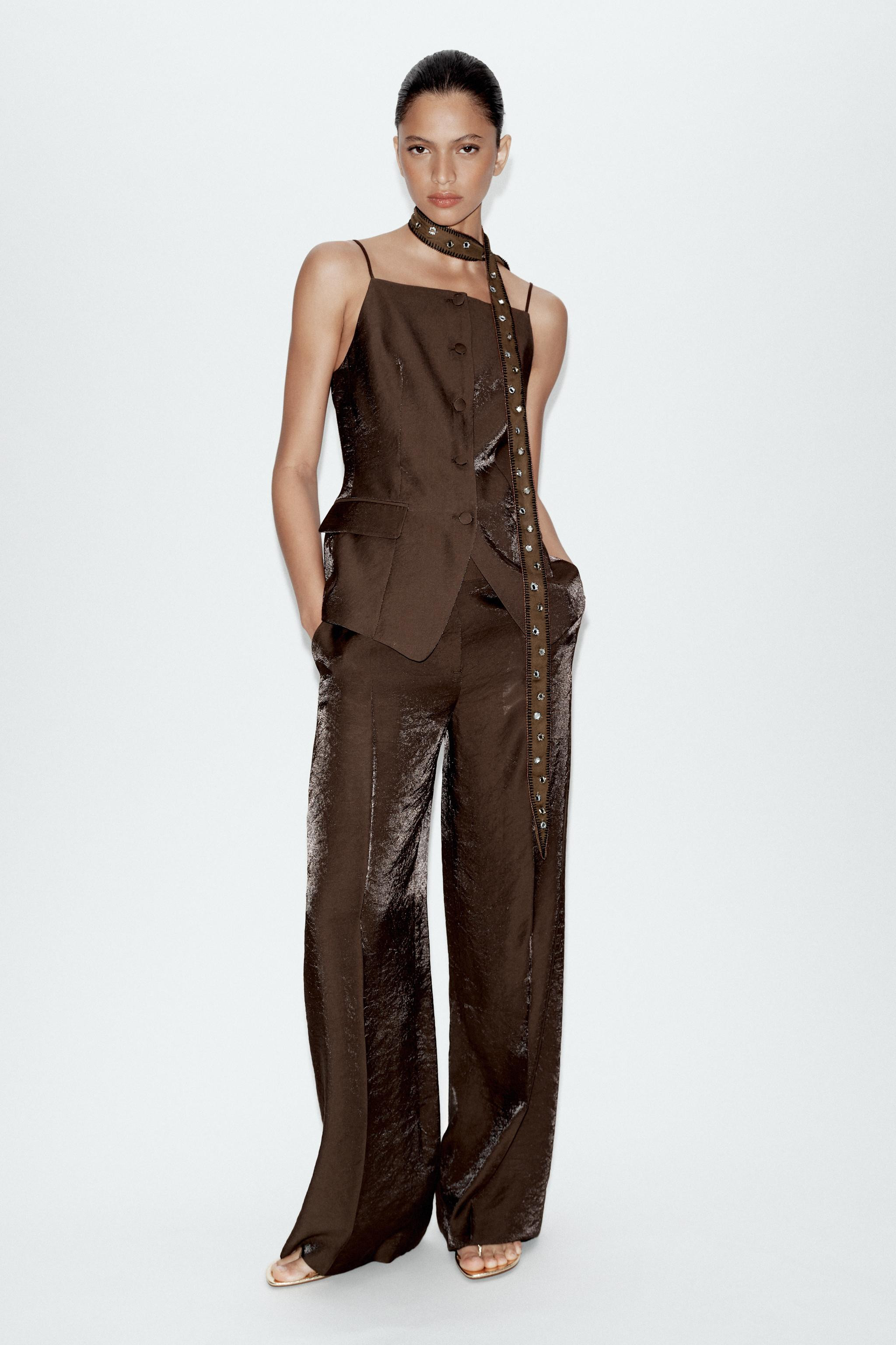 SHINY EFFECT STRAIGHT TROUSERS | Zara UK