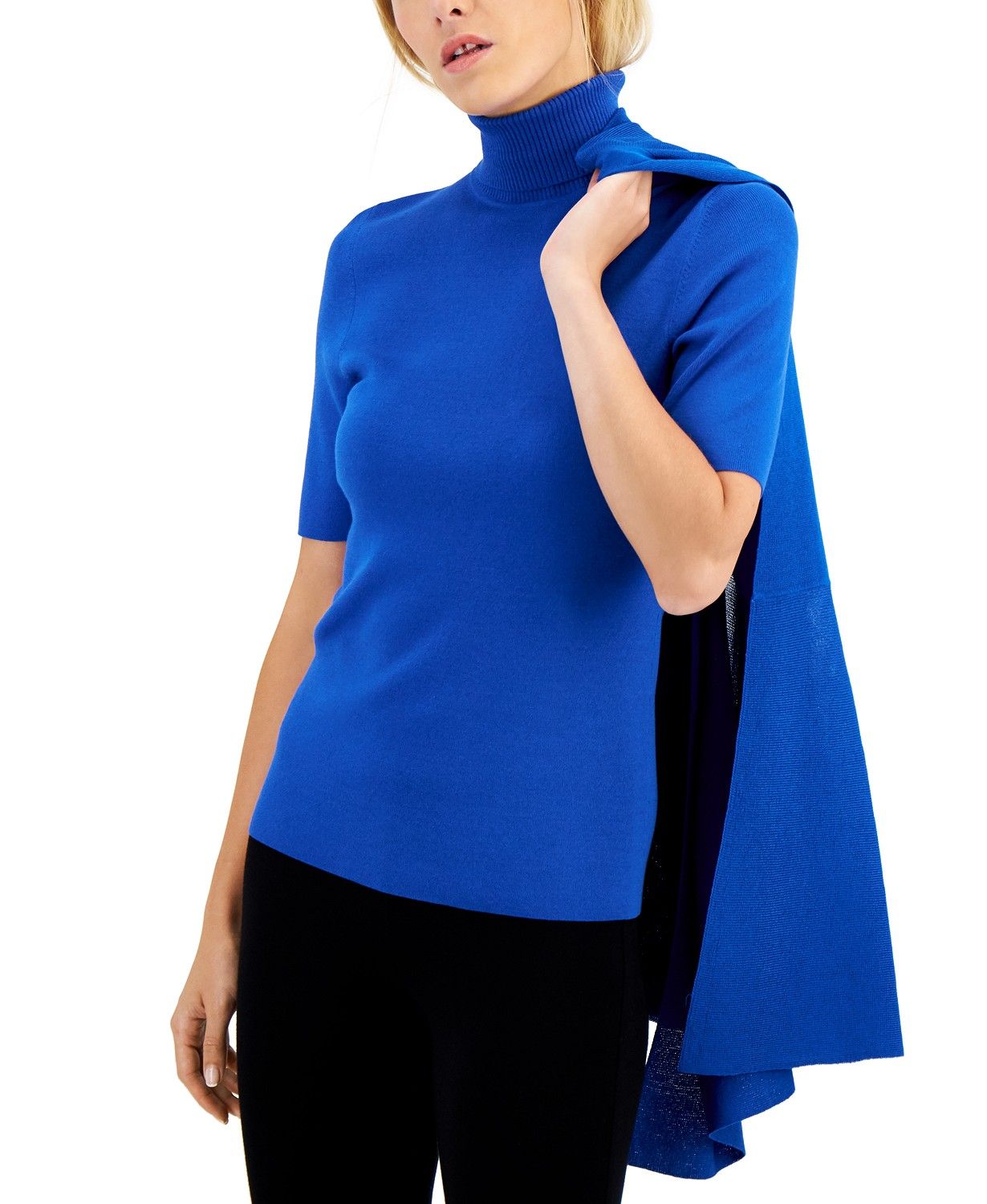 Anne Klein Elbow-Sleeve Turtleneck Sweater & Reviews - Sweaters - Women - Macy's | Macys (US)