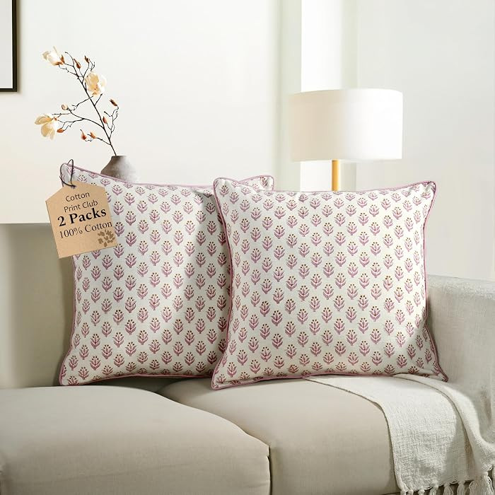 CPC Throw Piping Pillow Covers for Couch, 20x20 Inch Pillows for Living Room, 100% Cotton Boho Cu... | Amazon (US)