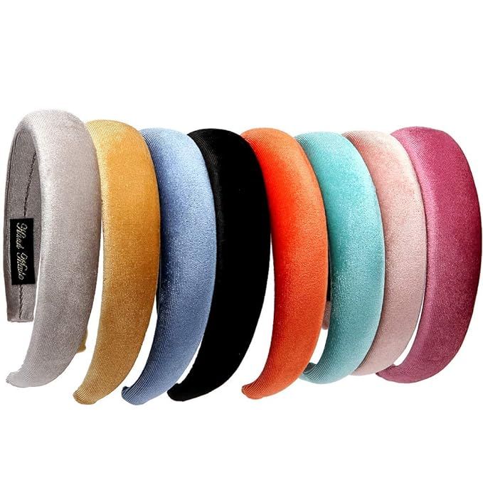 LONEEDY 8 PCS Hard Headbands, 1.2Inch Velvet Sponge Thick Hairbands DIY Hair Accessories for Wome... | Amazon (US)
