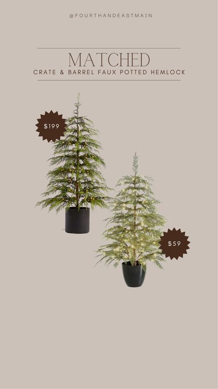 matched // crate and barrel faux potted / lit  hemlock tree 

#LTKHoliday #LTKhome
