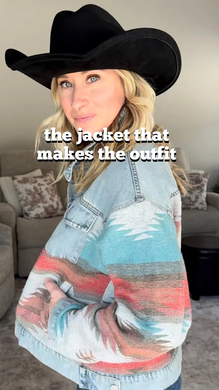 The jacket that makes the whole outfit 🤠

this aztec western layer = instant outfit
throw it on with denim + boots and you’re DONE

lightweight enough for spring but still gives that bold, put-together look
I’ve been reaching for this nonstop lately

runs true to size 👏 linking it here before it’s gone

#LTKootd #LTKFestival #LTKOver40