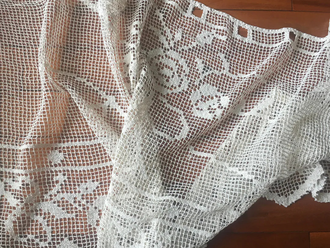 Vintage Handmade Filet Lace Panel Floral Pattern Antique Style Textile Collectible Decor Piece - ... | Etsy (US)