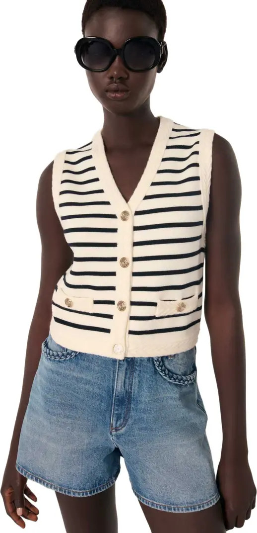 maje Sleeveless striped cardigan | Nordstrom | Nordstrom