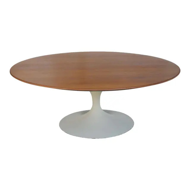 Eero Saarinen for Knoll Tulip Walnut Top Coffee Table | Chairish