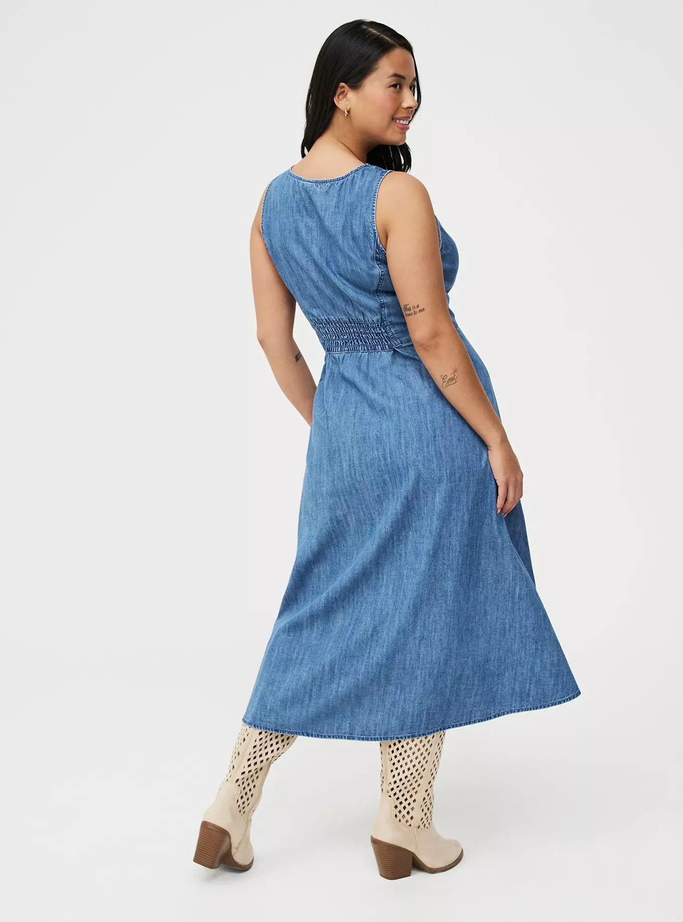 Button Front Denim Midi Dress | Torrid (US & Canada)