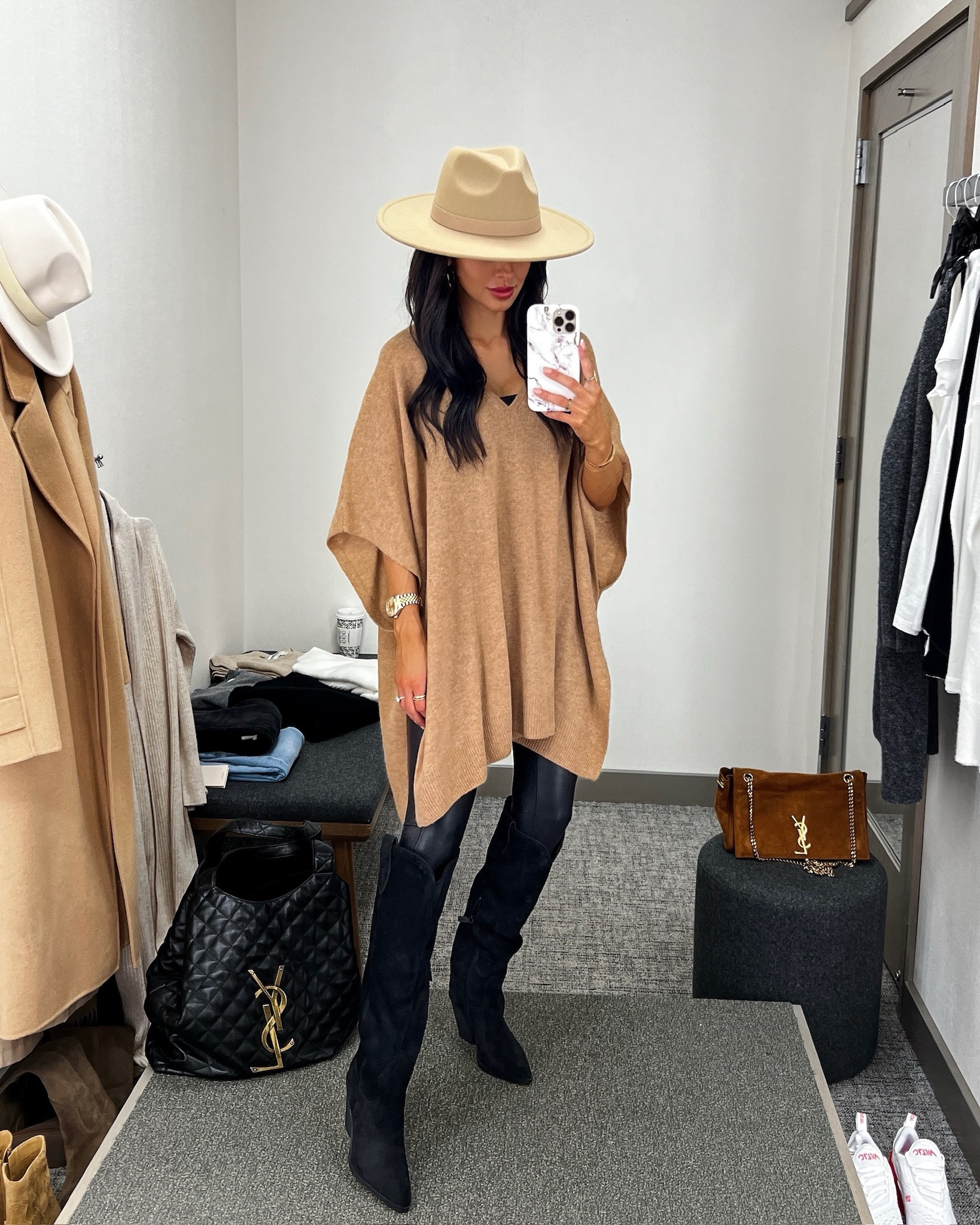 Nordstrom fall outfit on sale
Nordstrom camel poncho
Suede boots / western boots
Faux leather leggings 

#LTKFindsUnder100 #LTKSaleAlert #LTKSeasonal