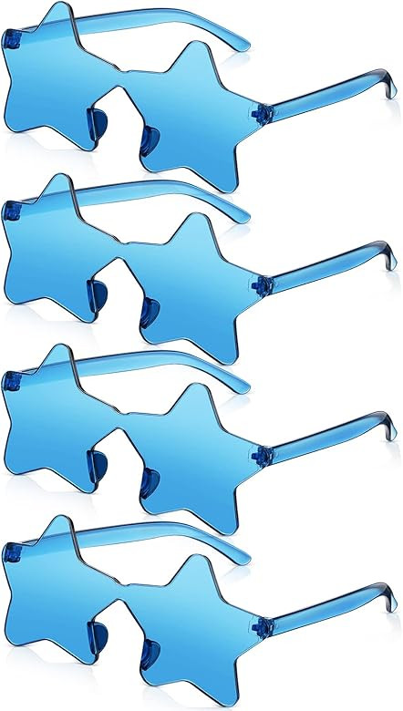 CHENGU 4 Pairs Star Shaped Rimless Sunglasses Transparent Candy Color Sunglasses Pentagram Sungla... | Amazon (US)