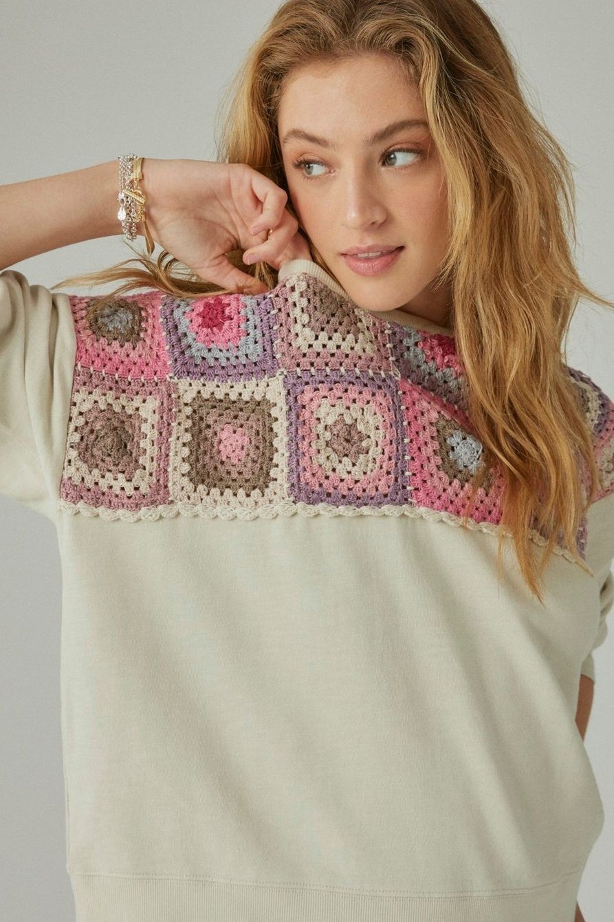 crochet yoke pullover | Lucky Brand
