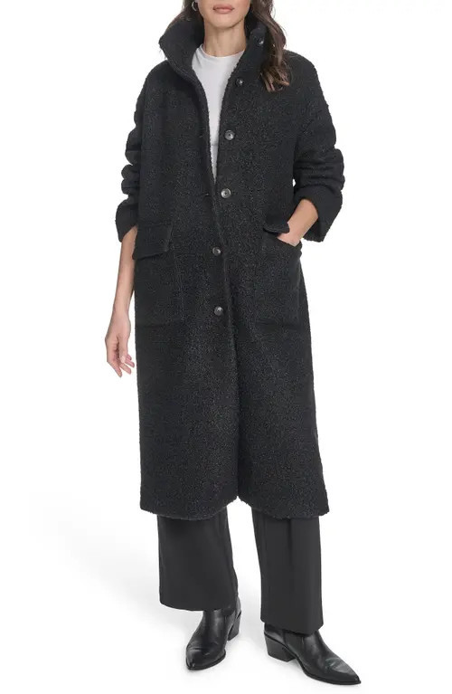 levi's Bouclé Longline Cocoon Car Coat in Black at Nordstrom, Size Large | Nordstrom