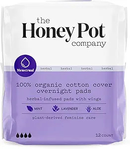 The Honey Pot Company - Overnight Pads with Wings. Infused w/Essential Oils for Cooling Effect, O... | Amazon (US)