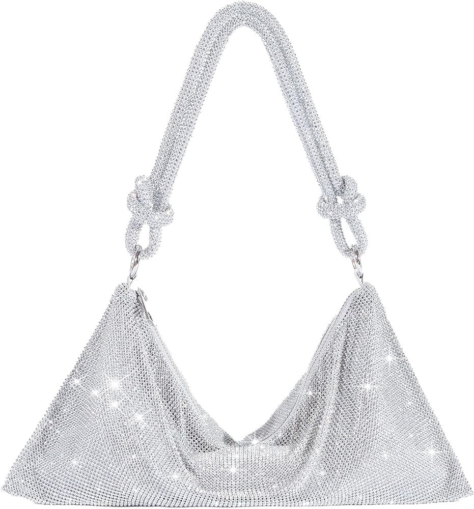TOPALL Rhinestone Purse Sparkly Bag Silver Diamond Purses for Women Upgrade Evening Prom Rhinesto... | Amazon (US)