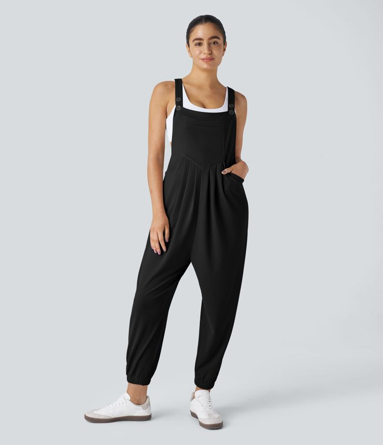Pockets Waffle Casual Jogger Overalls | HALARA