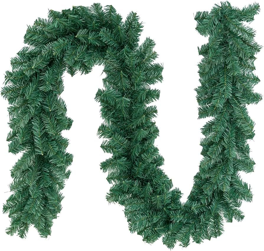 Max4out 9 ft Christmas Green Garland, Premium Quality Greenery Twist Wreath Artificial Plant, Xma... | Amazon (US)