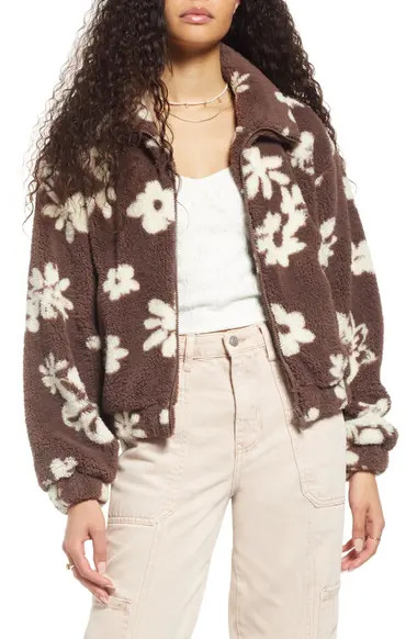 BP. Floral High Pile Fleece Jacket | Nordstrom