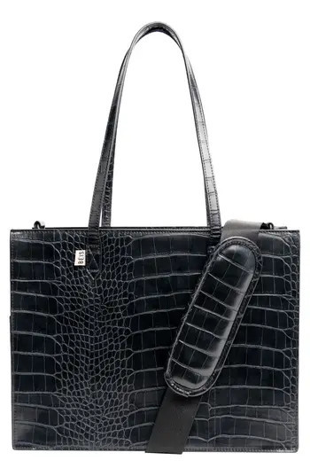 Béis Mini Work Croc Embossed Faux Leather Tote in Black Croc at Nordstrom Rack | Nordstrom Rack