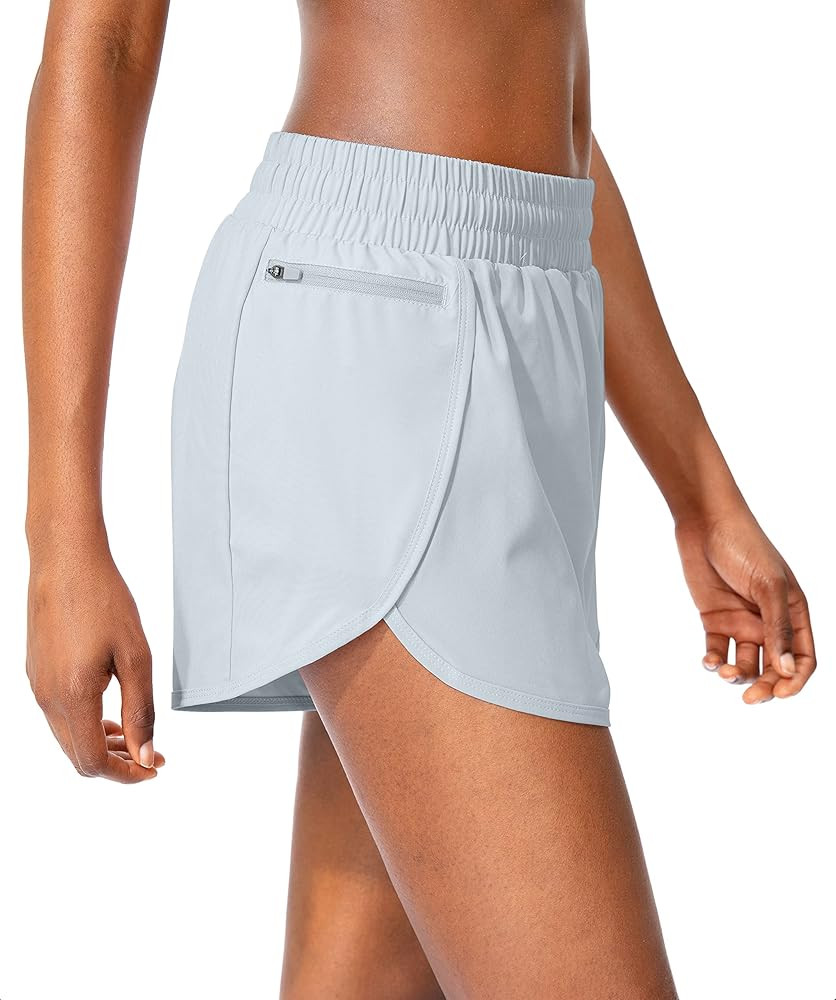 Soothfeel Womens Running Shorts with Zipper Pockets High Waisted Athletic Gym Workout Shorts for ... | Amazon (US)