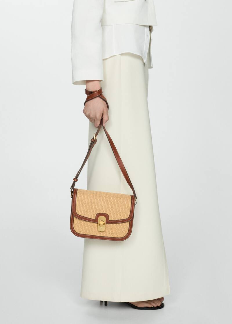 Raffia-effect shoulder bag -  Women | Mango USA | MANGO (US)