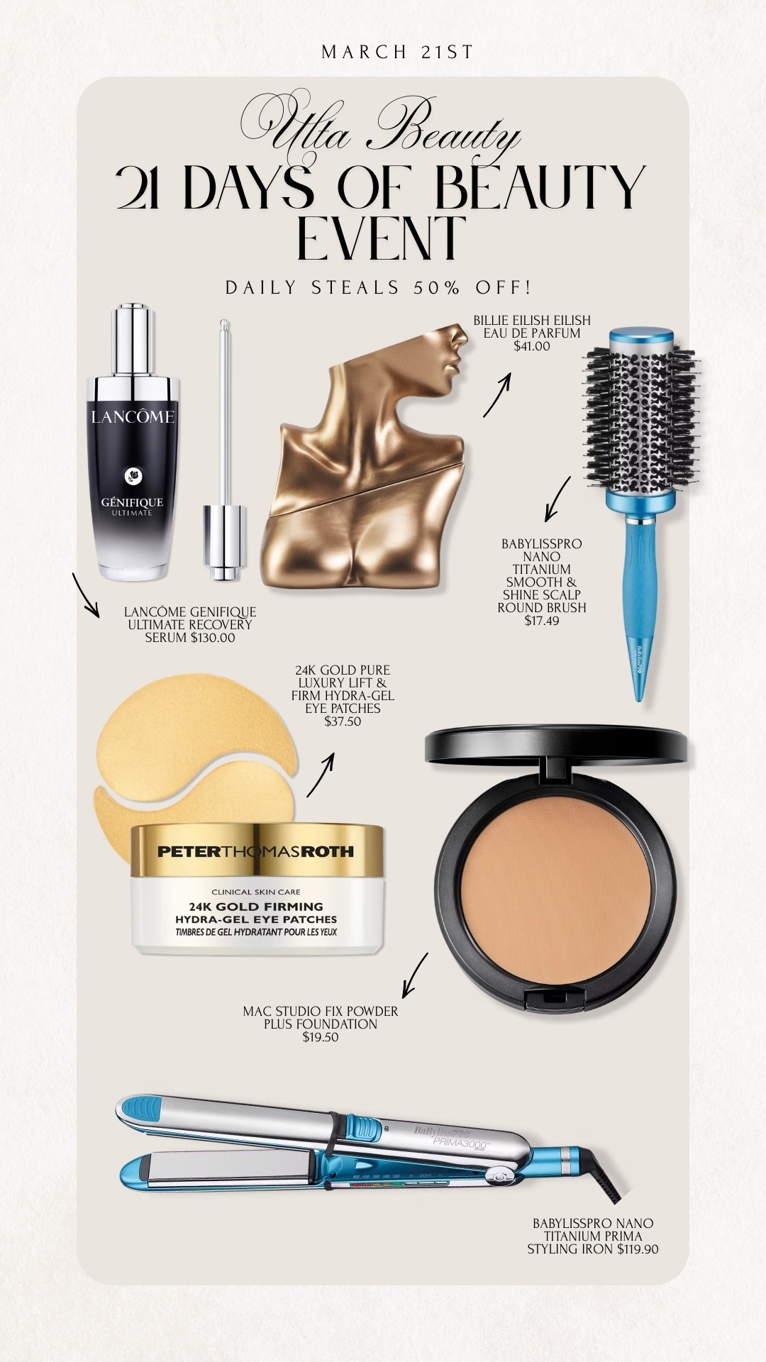 Ulta Beauty 21 days of Beauty Event is happening right now under 3/26! Get 50% off of daily steals! 

Ulta Beauty, Sale Alert, 21 DOB, 21 Days of Beauty, 21 Days of Beauty Event, Beauty, Makeup, Skincare, Haircare, Sale, Emily Ann Gemma

#LTKBeauty #LTKSaleAlert #LTKSpringSale
