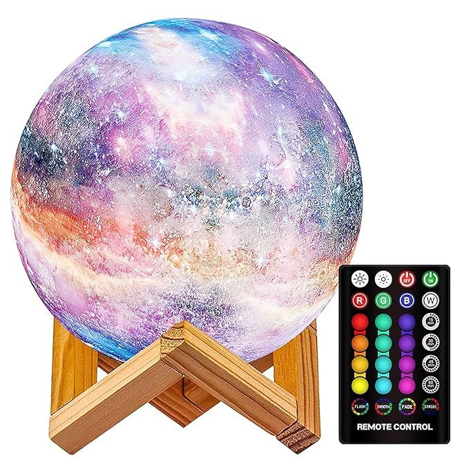 Moon Lamp, LOGROTATE 16 Colors Galaxy Lamp Kids Night Light 3D Printing Star Moon Light with Stan... | Amazon (US)