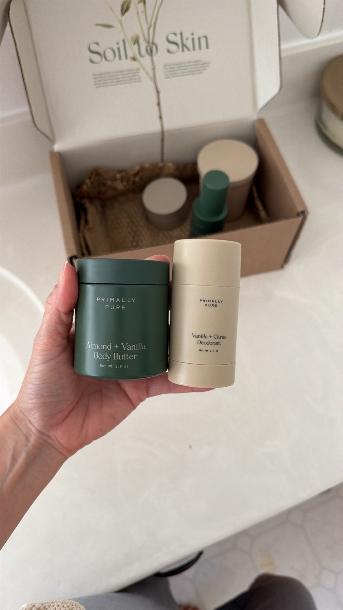 My favorite Primally Pure products so far! 

This deodorant is the best I’ve ever used (and I’ve tried them all!) it’s not an antiperspirant so it allows your body to sweat naturally without blocking glands, but the super clean ingredients, allow it to absorb moisture and neutralize odors! 

The vanilla almond body butter is also incredible!! ￼￼￼￼