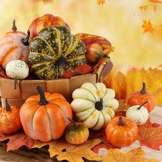 14 Pieces Artificial Lifelike Simulation Mixed Pumpkins Fake Pumpkins with 30 Pieces Fake Maple L... | Michaels Stores