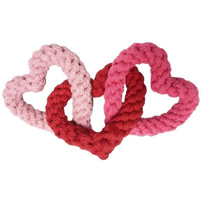 Midlee Interlocking Heart Rope Valentine Dog Toy - 6"- Pink Red Small Tug Toy | Target