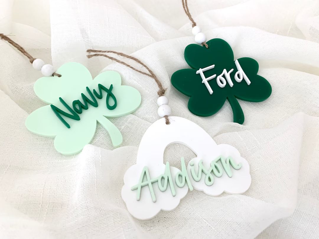 Hand Lettered St Patricks Day Basket Name Tag / St Patty's Day Shamrock Tag / Rainbow Tag / Perso... | Etsy (US)