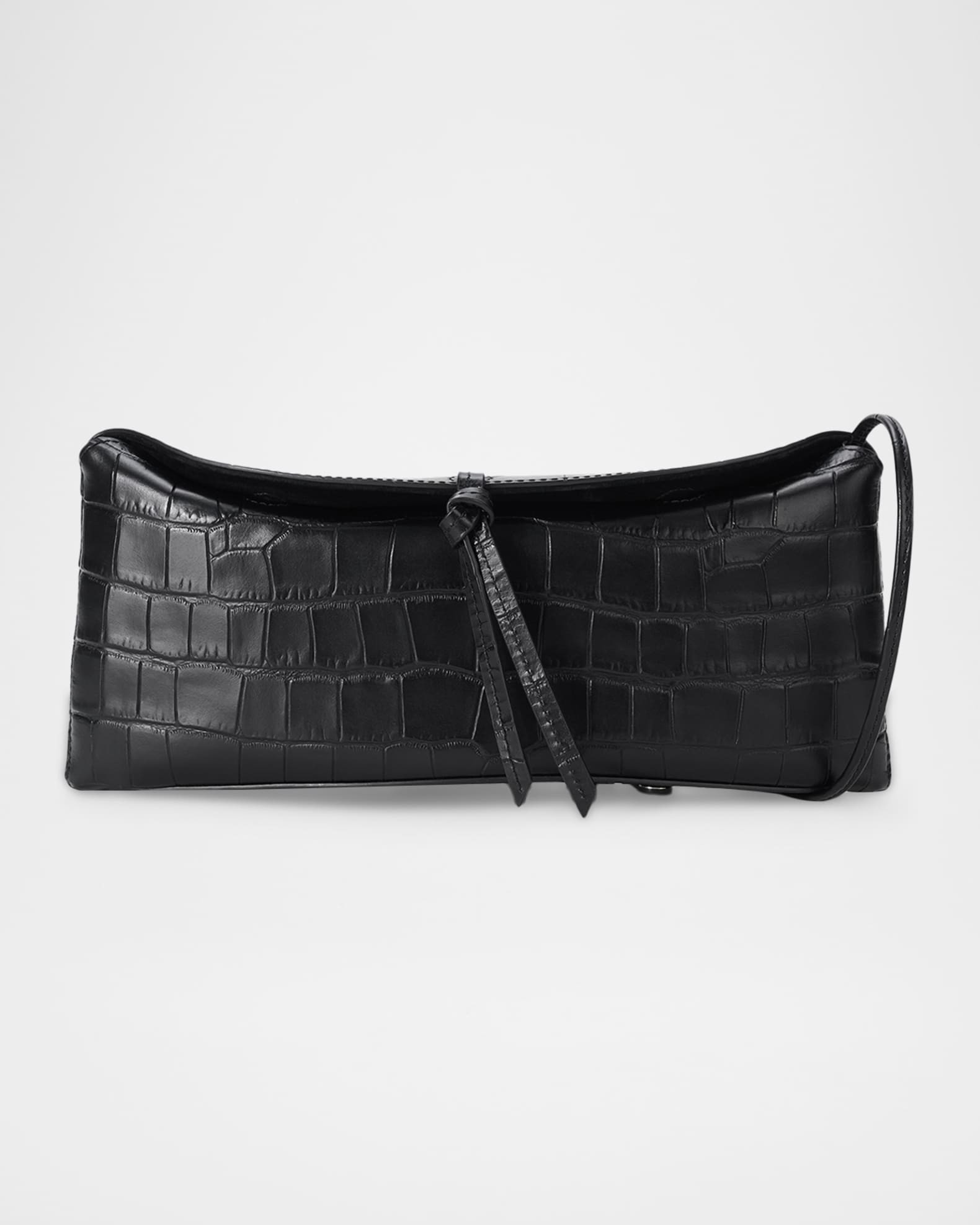 Eve Croc-Embossed Leather Clutch Bag | Neiman Marcus