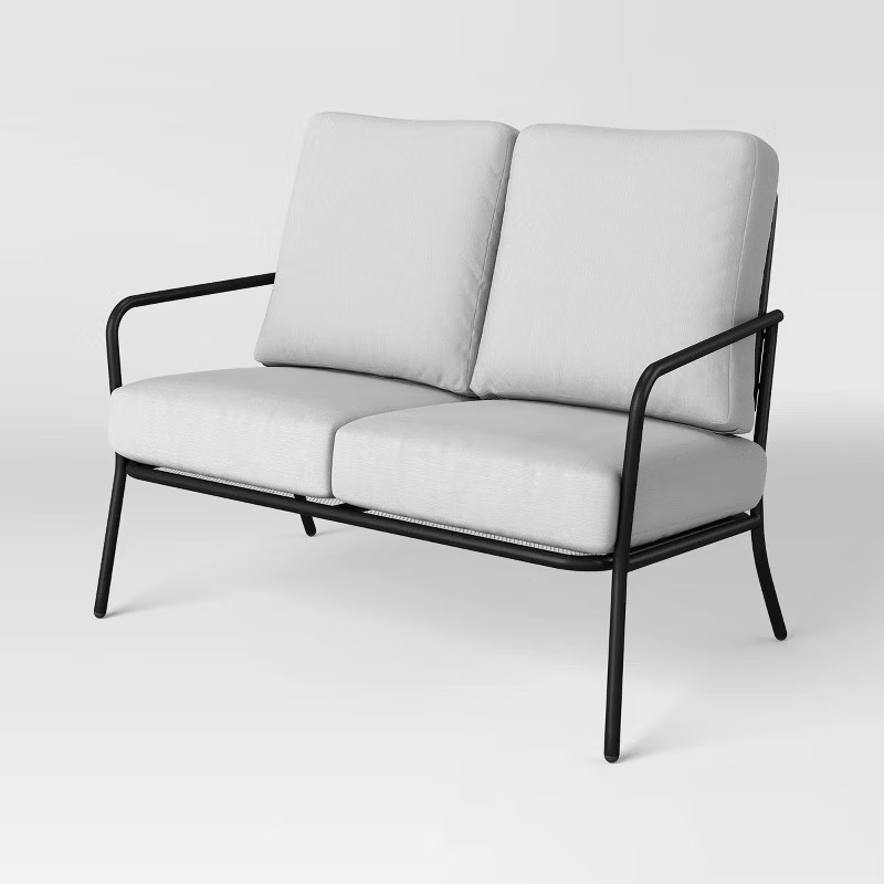 Metal Mesh Loveseat with Double Cushions Black/Gray - Room Essentials™ | Target