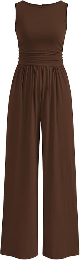 PRETTYGARDEN One Piece Jumpsuits for Women Dressy Casual Sleeveless Crewneck Wide Leg Rompers Jum... | Amazon (US)