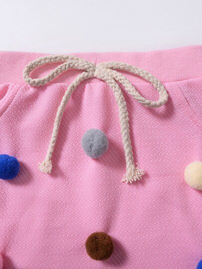 Toddler Girls Pom Pom Detail Top With Skirt | SHEIN