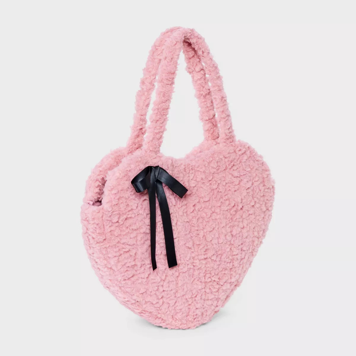 Girls' Faux Shearling with Bow Oversized Heart Tote Bag - art class™ Pink | Target
